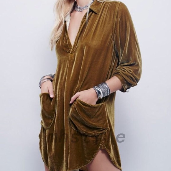 Tops - NWT NEW BROWN VELVET SHIRT DRESS
